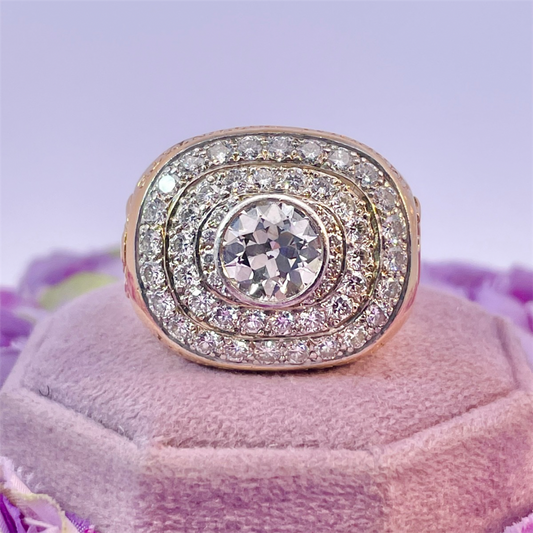 Estate-14K Yellow Gold and Diamond Shriners Imperial Potentate 1987-1988 Ring