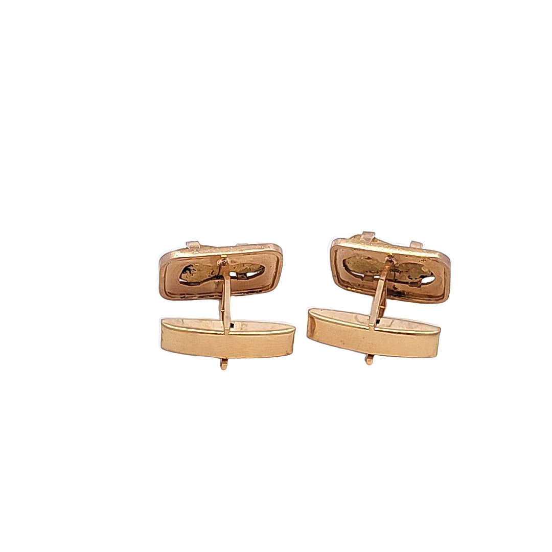 18K Yellow Gold Nugget Cuff Links