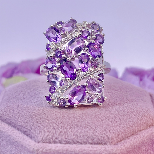 Benjamin Cohen- Sterling Silver Amethyst and White Topaz Ring