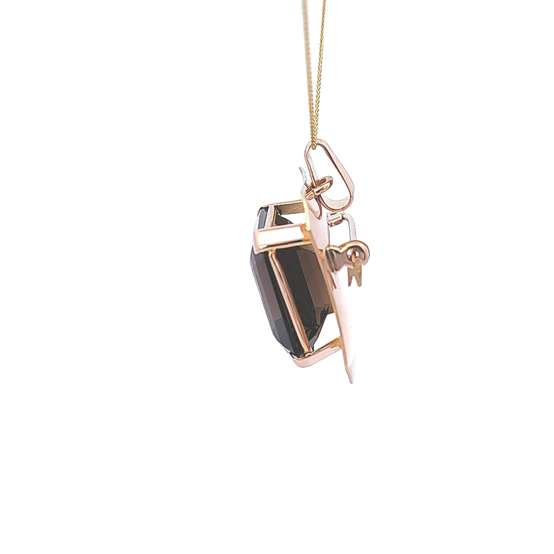 Smokey Quartz and Gold Pendant/Pin (chain sold separately)