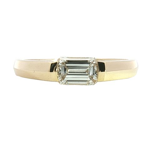 14K Yellow Gold Lab Grown East/West Emerald Cut Diamond Ring