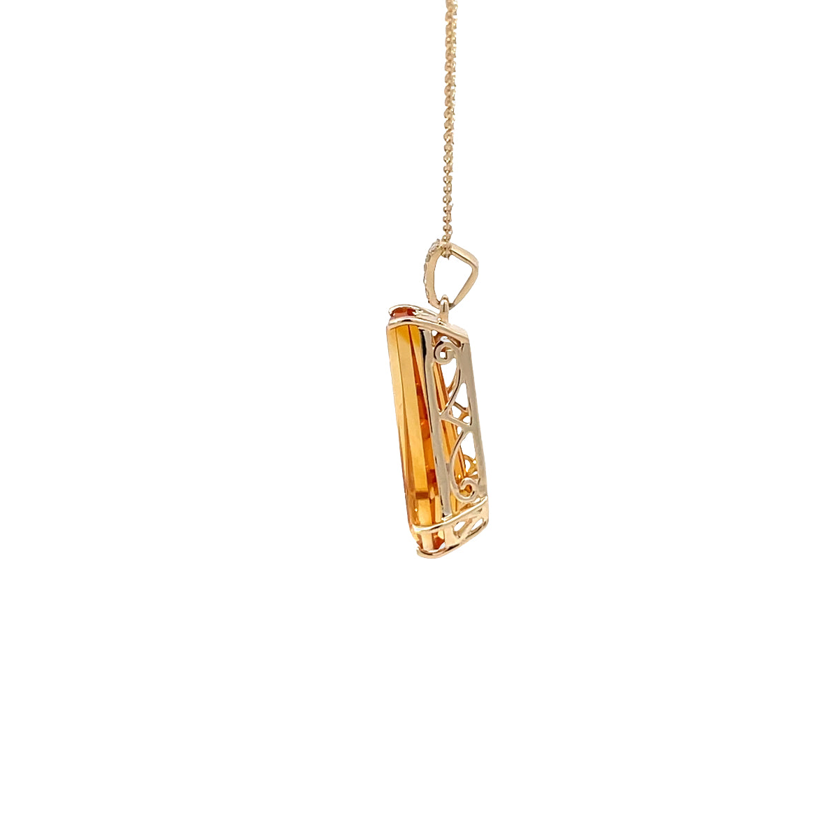 Yellow Gold, Citrine and Diamond Necklace