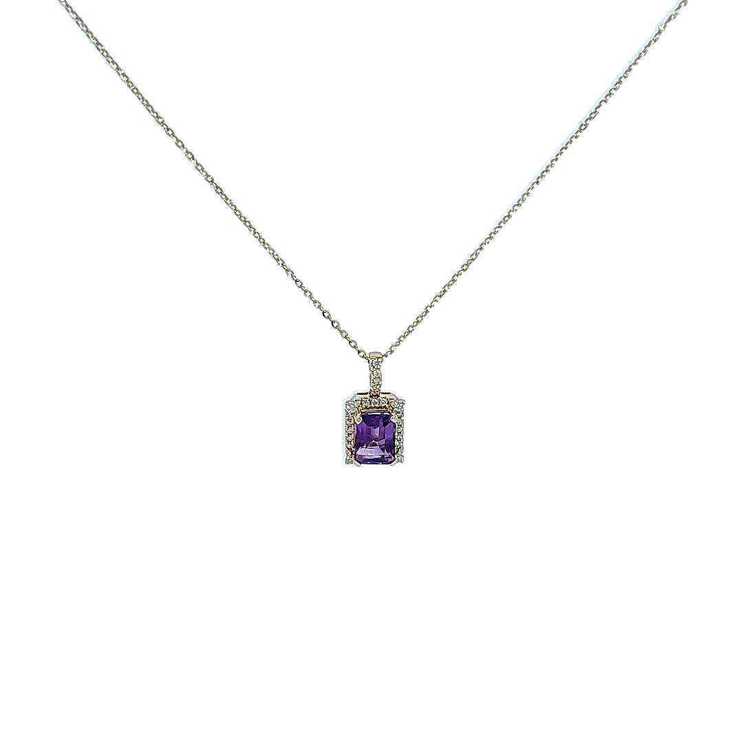 Yellow Gold, Amethyst and Diamond Necklace