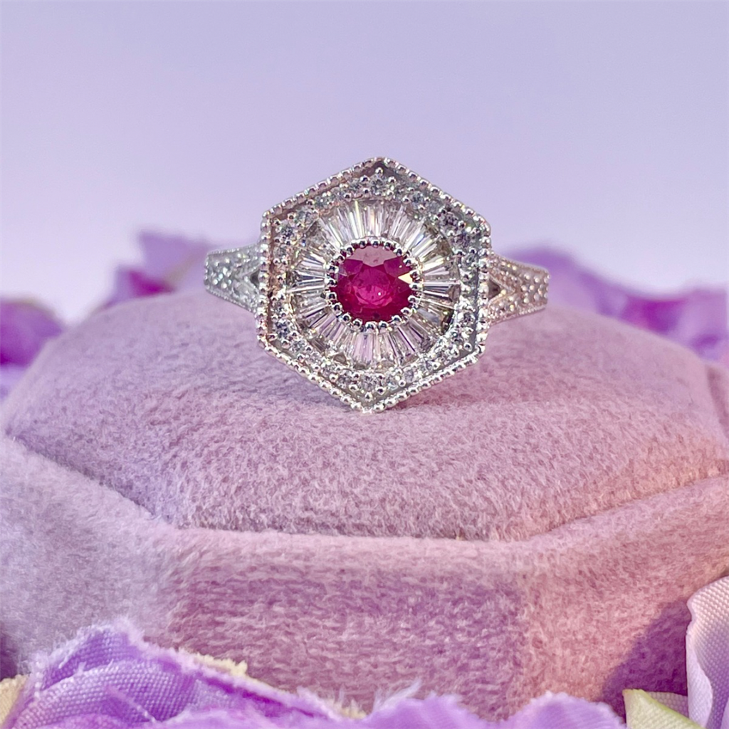 14K White Gold Diamond and Ruby Ring – Rees Jewelry