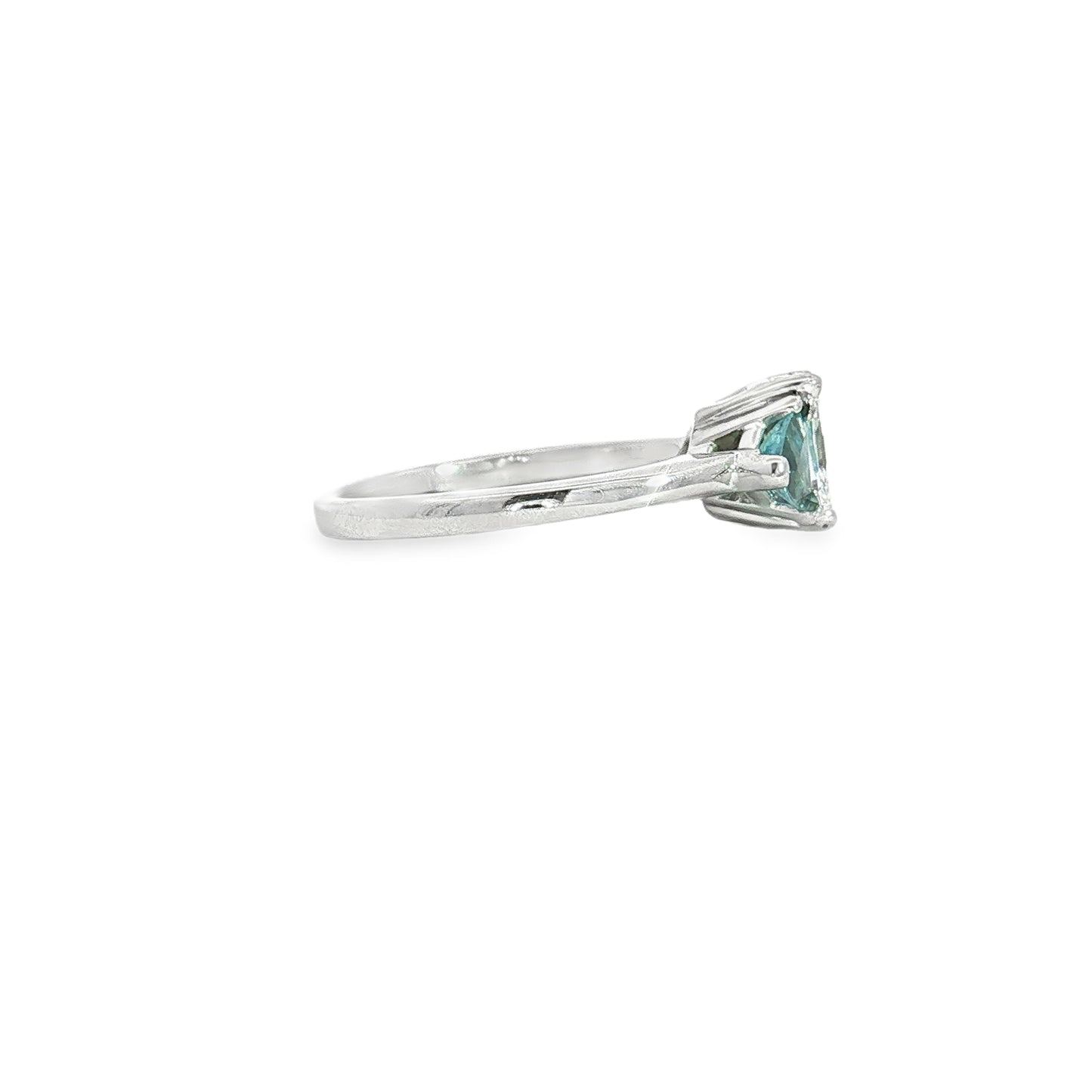 Estate-14K White Gold Diamond and Aquamarine Engagement Ring