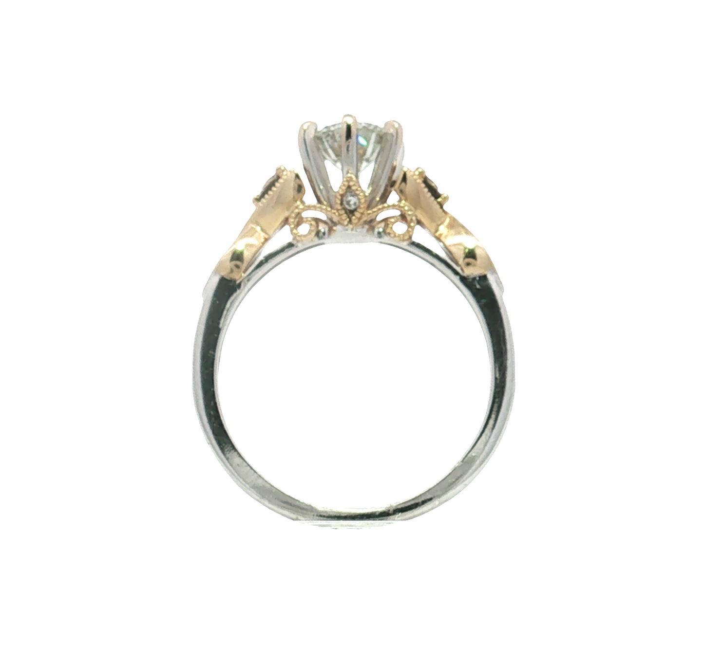 Estate- 14K Two-Tone Round Brilliant Diamond Engagement Ring