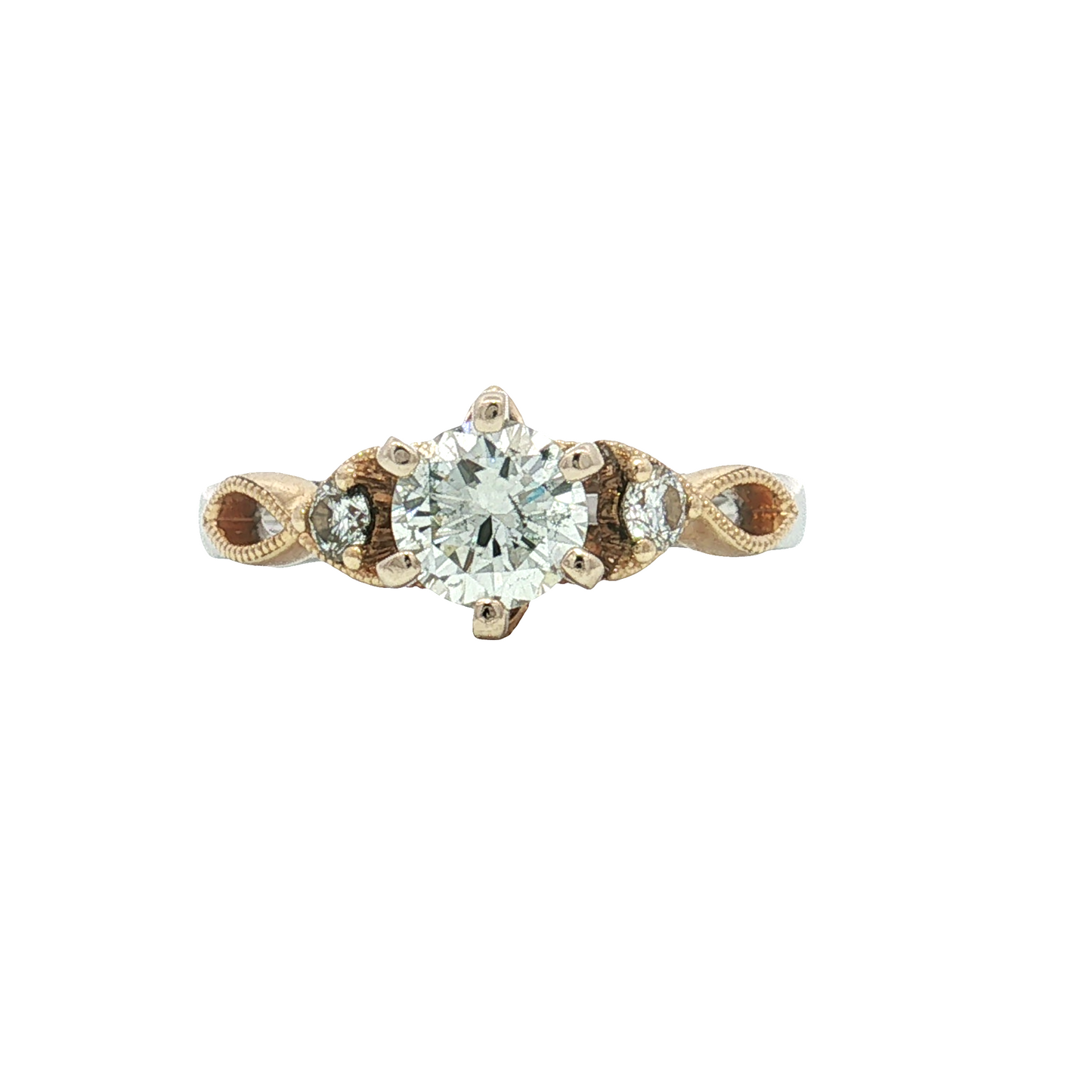 Estate- 14K Two-Tone Round Brilliant Diamond Engagement Ring