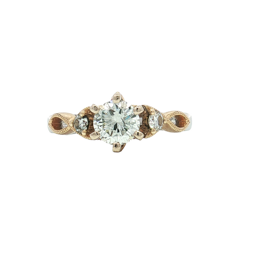 Estate- 14K Two-Tone Round Brilliant Diamond Engagement Ring