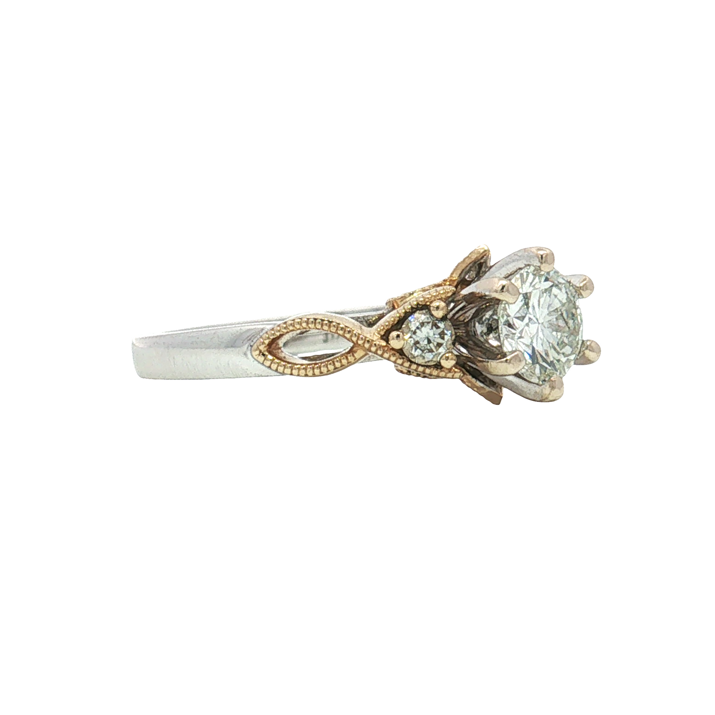 Estate- 14K Two-Tone Round Brilliant Diamond Engagement Ring