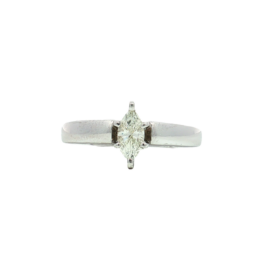 Estate- 14K White Gold Marquise Diamond Engagement Ring