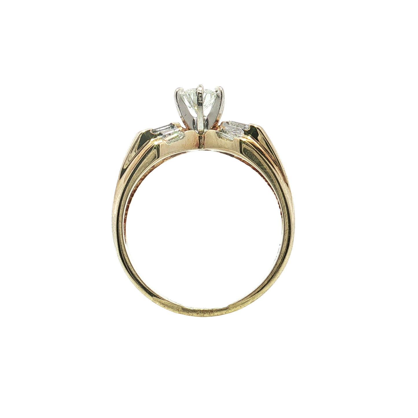 Estate- 14K Yellow Gold Round Brilliant Diamond Engagement Ring