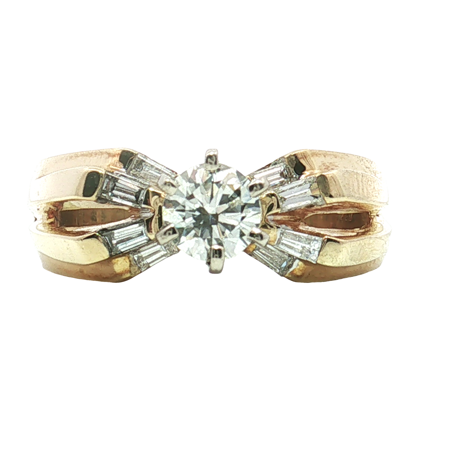 Estate- 14K Yellow Gold Round Brilliant Diamond Engagement Ring