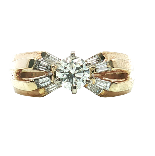 Estate- 14K Yellow Gold Round Brilliant Diamond Engagement Ring