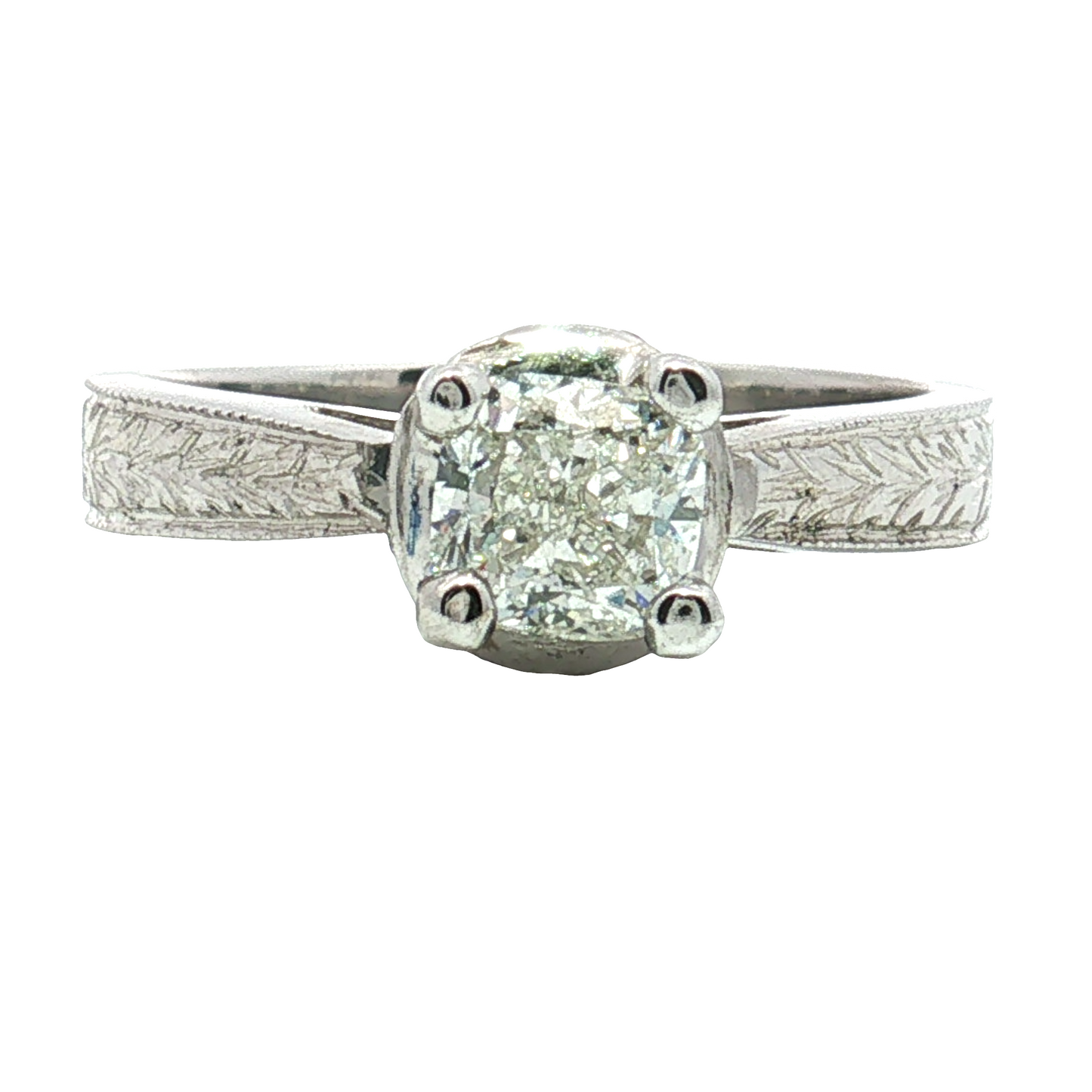 Estate- 14K White Gold Radiant Diamond Engagement Ring