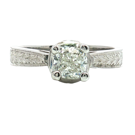 Estate- 14K White Gold Radiant Diamond Engagement Ring