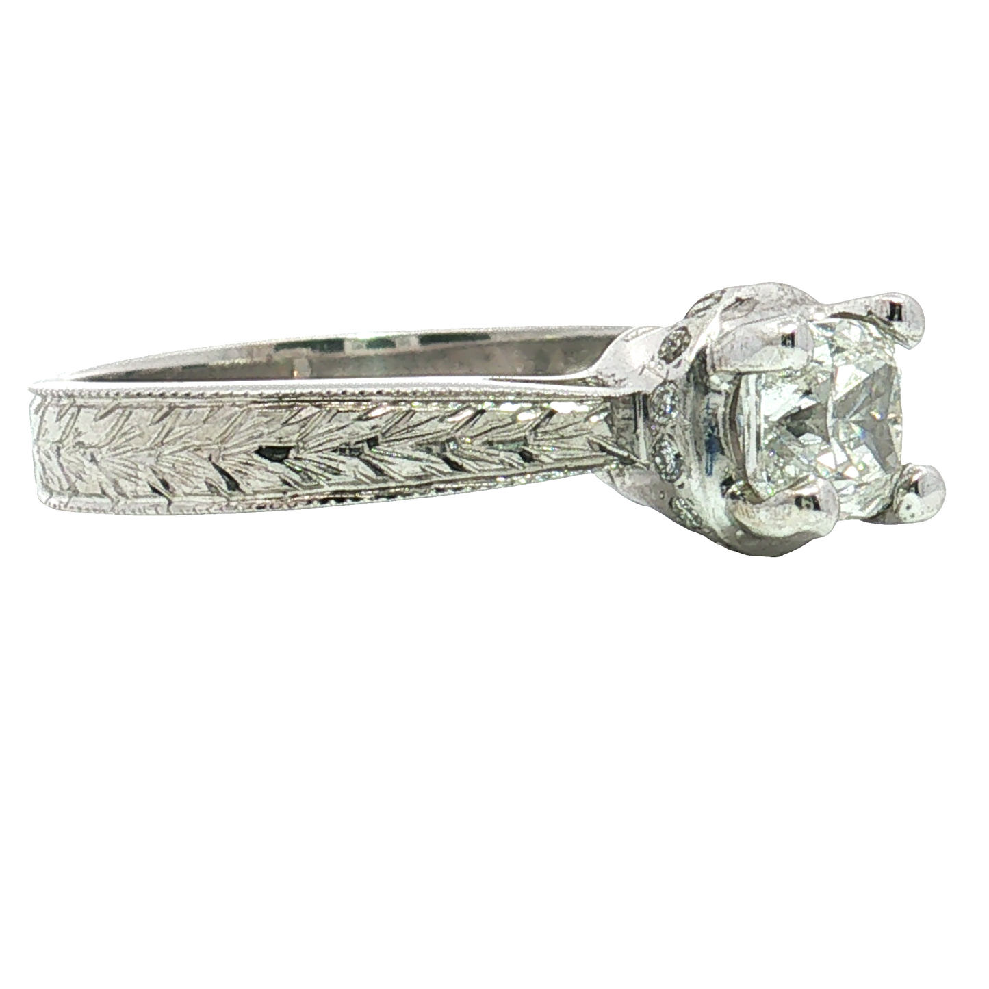 Estate- 14K White Gold Radiant Diamond Engagement Ring