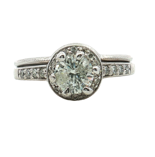 Estate- 14K Yellow Gold Brilliant Round Diamond Soldered Wedding Set