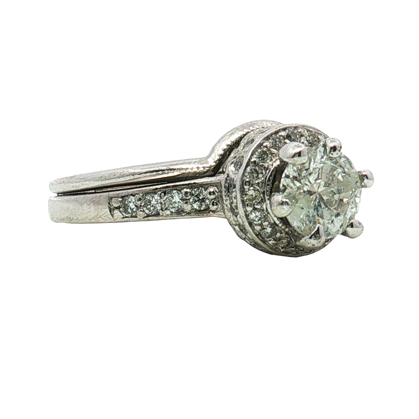 Estate- 14K Yellow Gold Brilliant Round Diamond Soldered Wedding Set