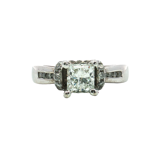 Estate- 14K White Gold Princess Diamond Engagement Ring