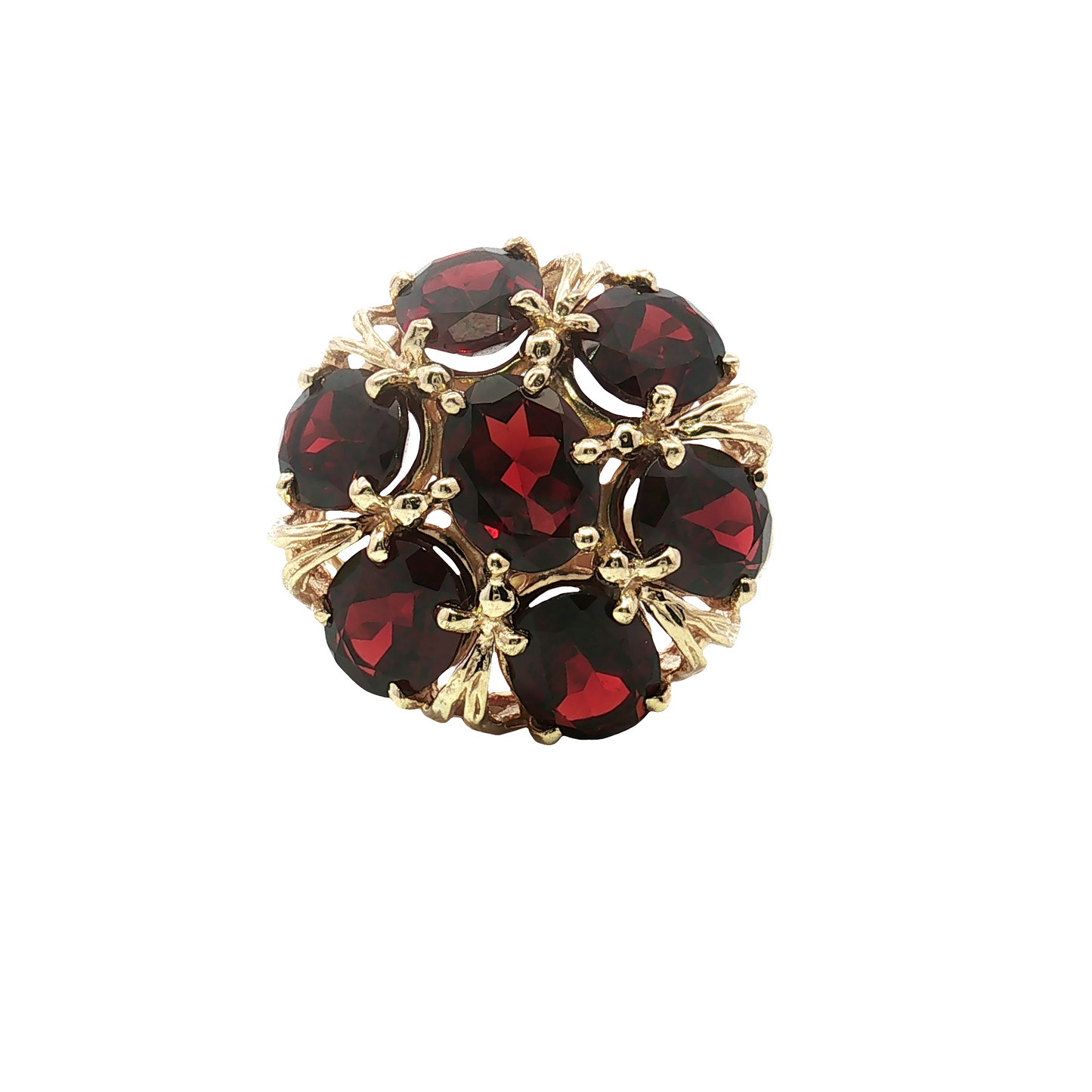 Estate 10K Yellow Gold Garnet Cluster Ring
