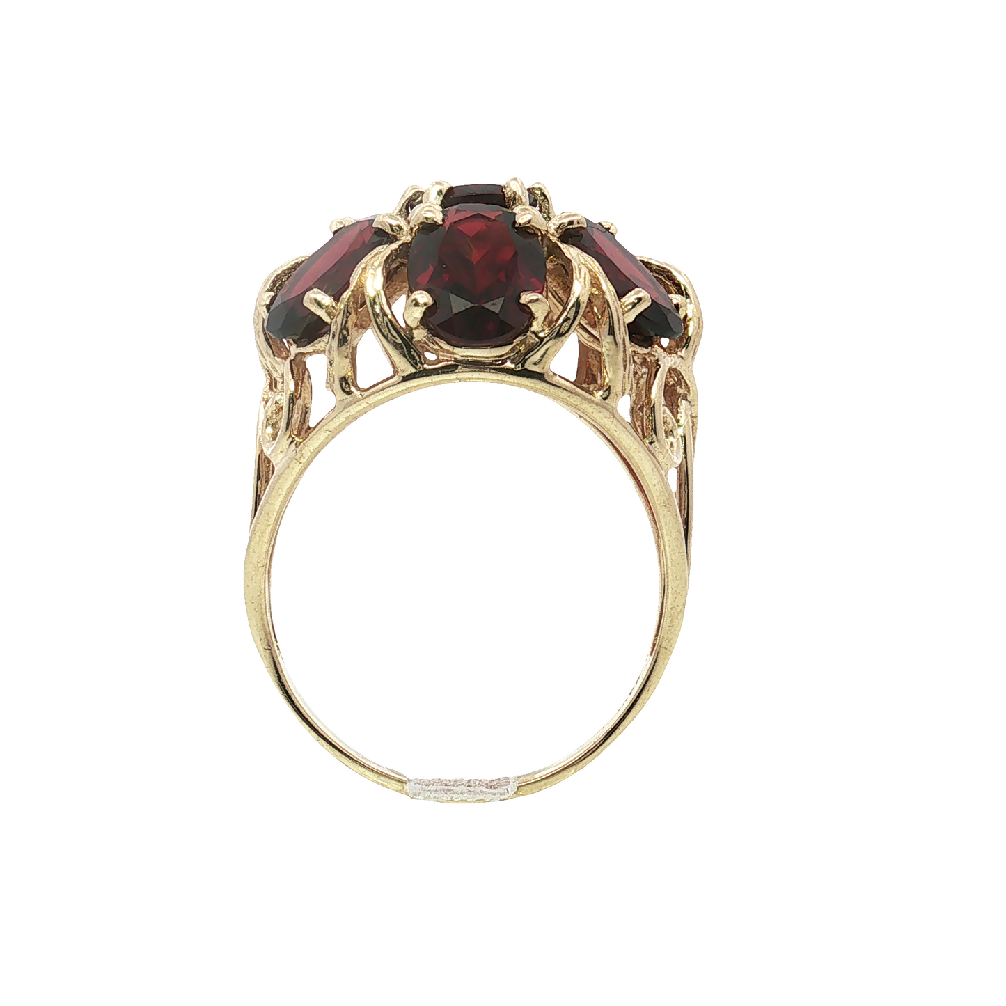 Estate 10K Yellow Gold Garnet Cluster Ring