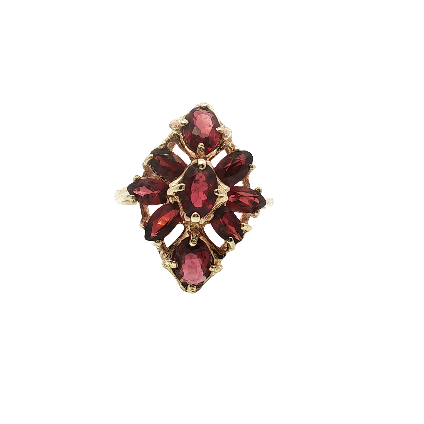 Estate 10K Yellow Gold Garnet Cluster Ring