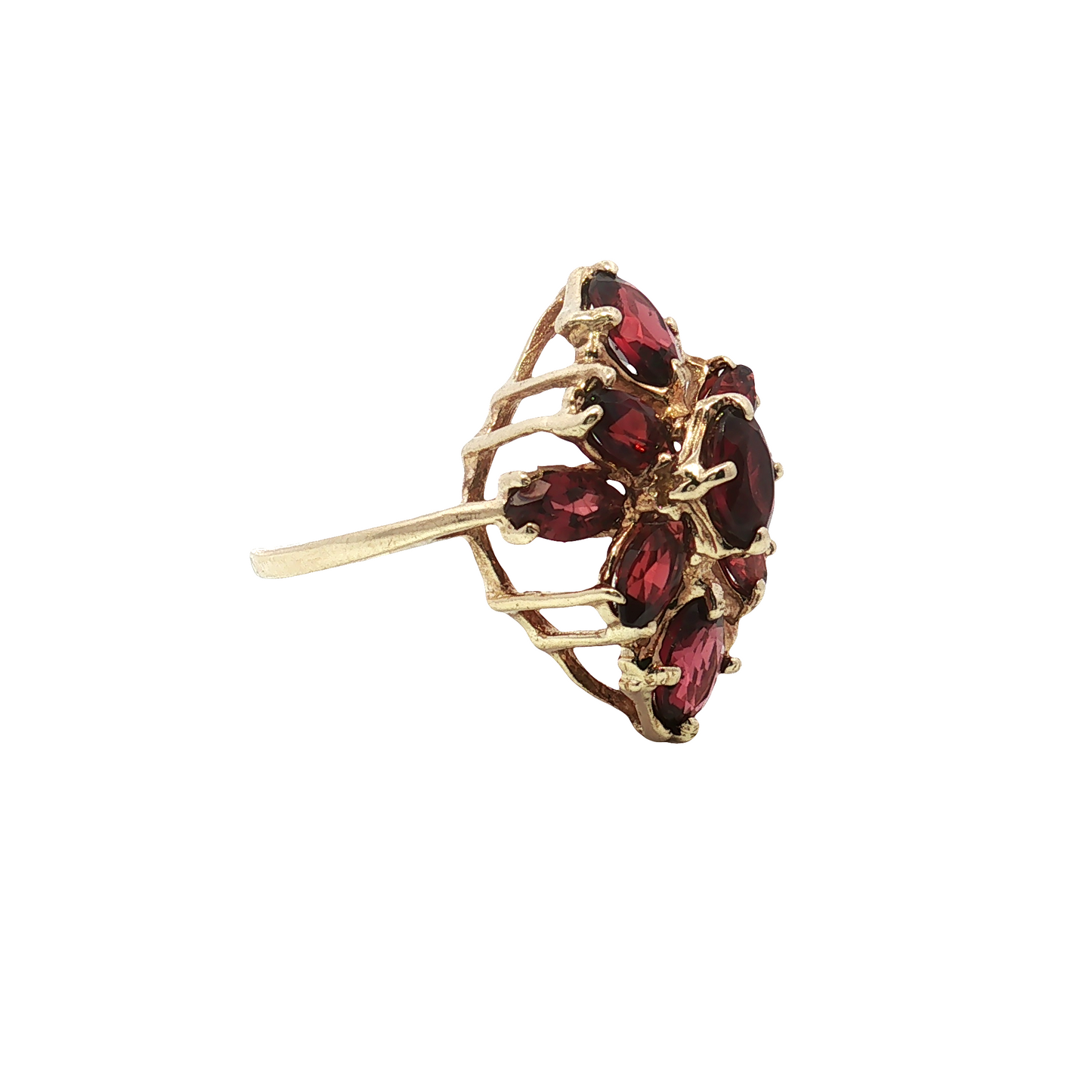 Estate 10K Yellow Gold Garnet Cluster Ring