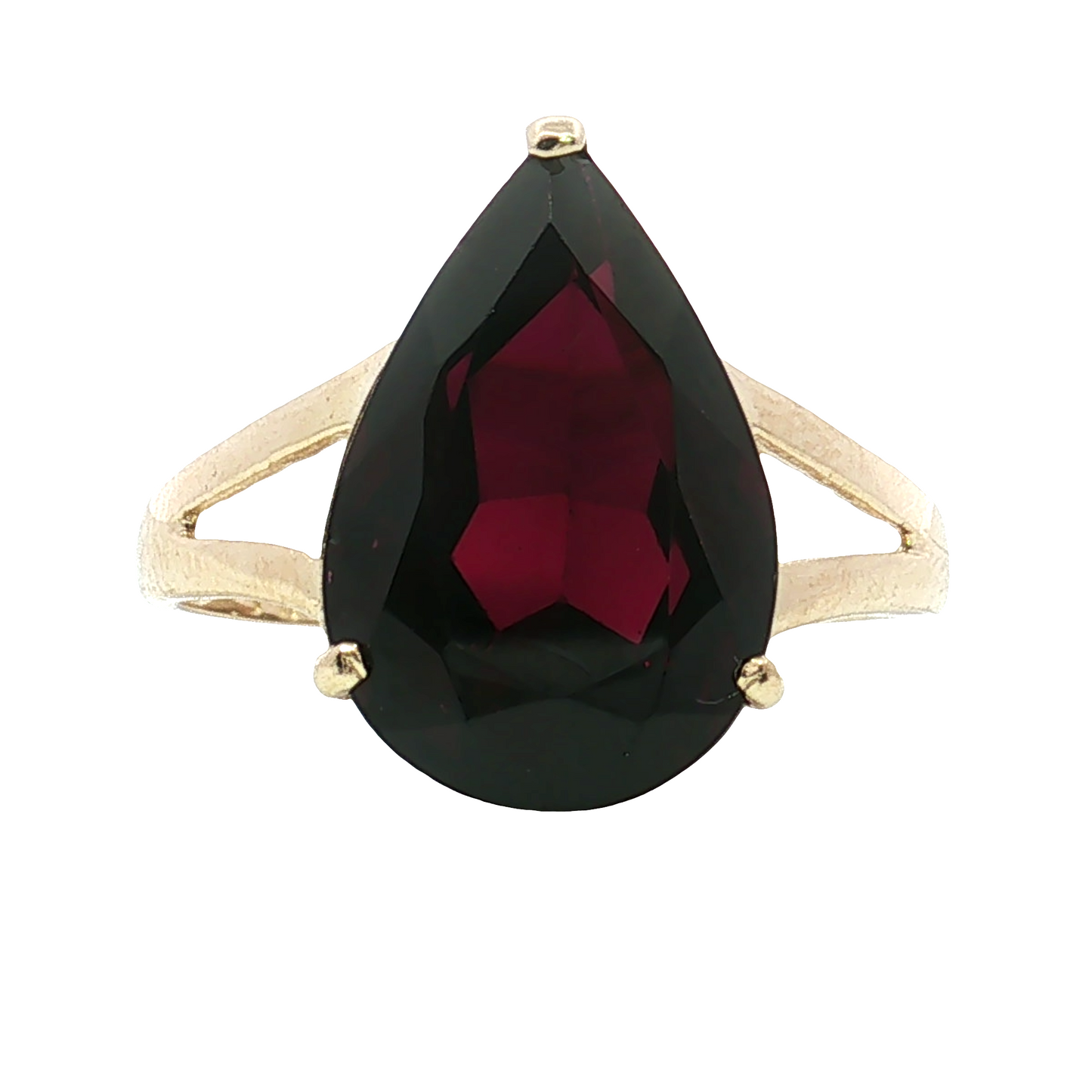 Estate 14K Yellow Gold Pear Shaped Solitare Garnet Ring