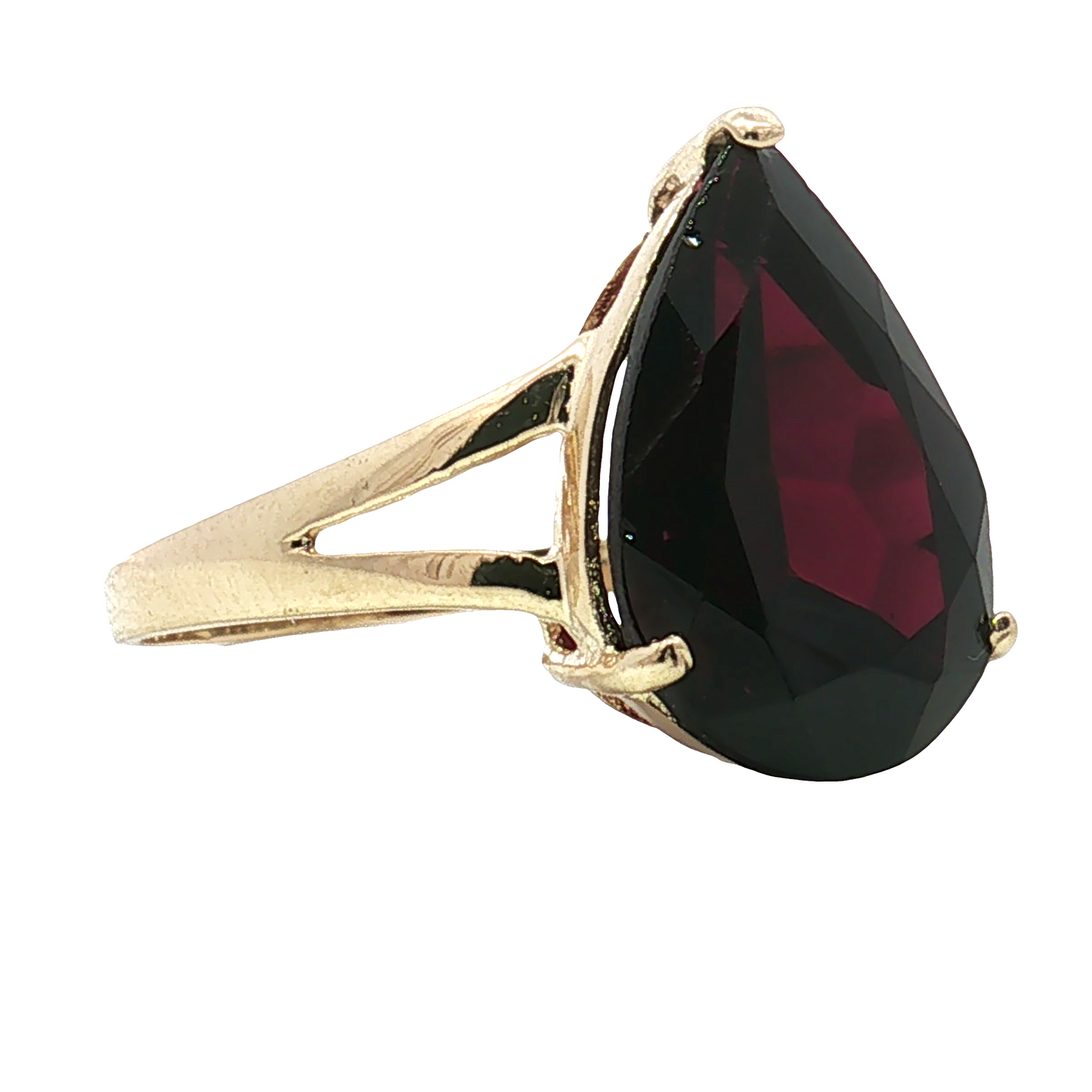 Estate 14K Yellow Gold Pear Shaped Solitare Garnet Ring