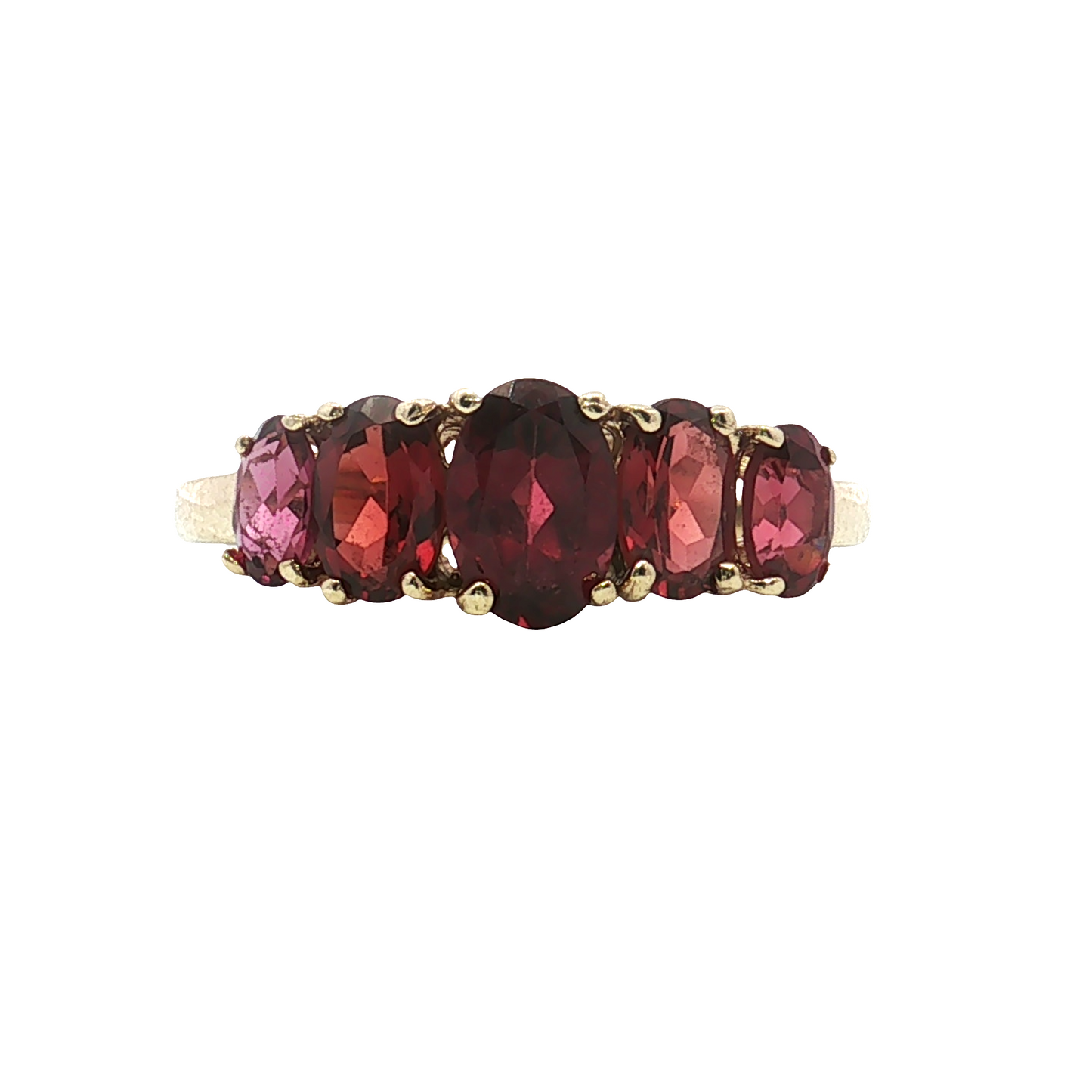 Estate 14K Yellow Gold 5 Stone Garnet Ring