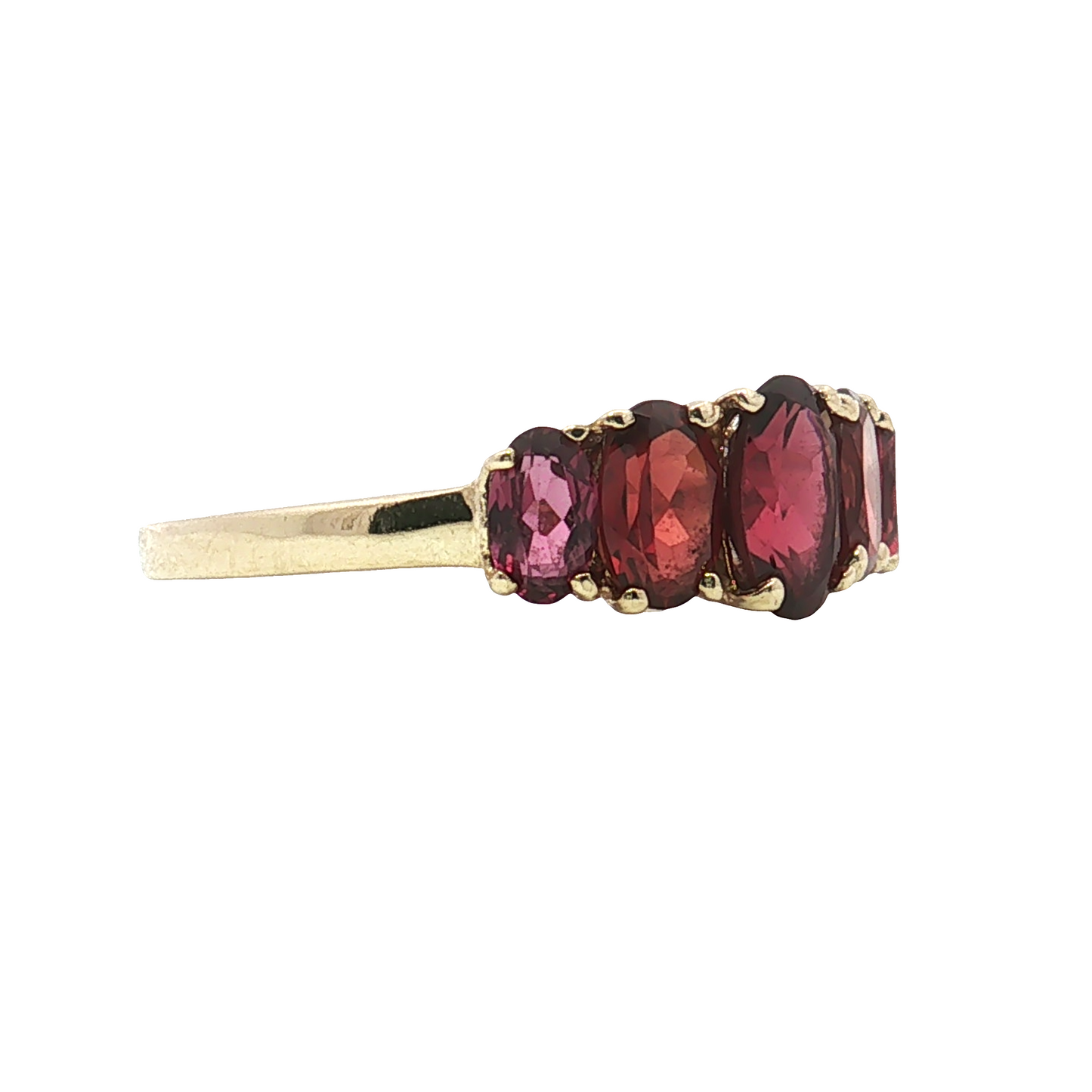 Estate 14K Yellow Gold 5 Stone Garnet Ring