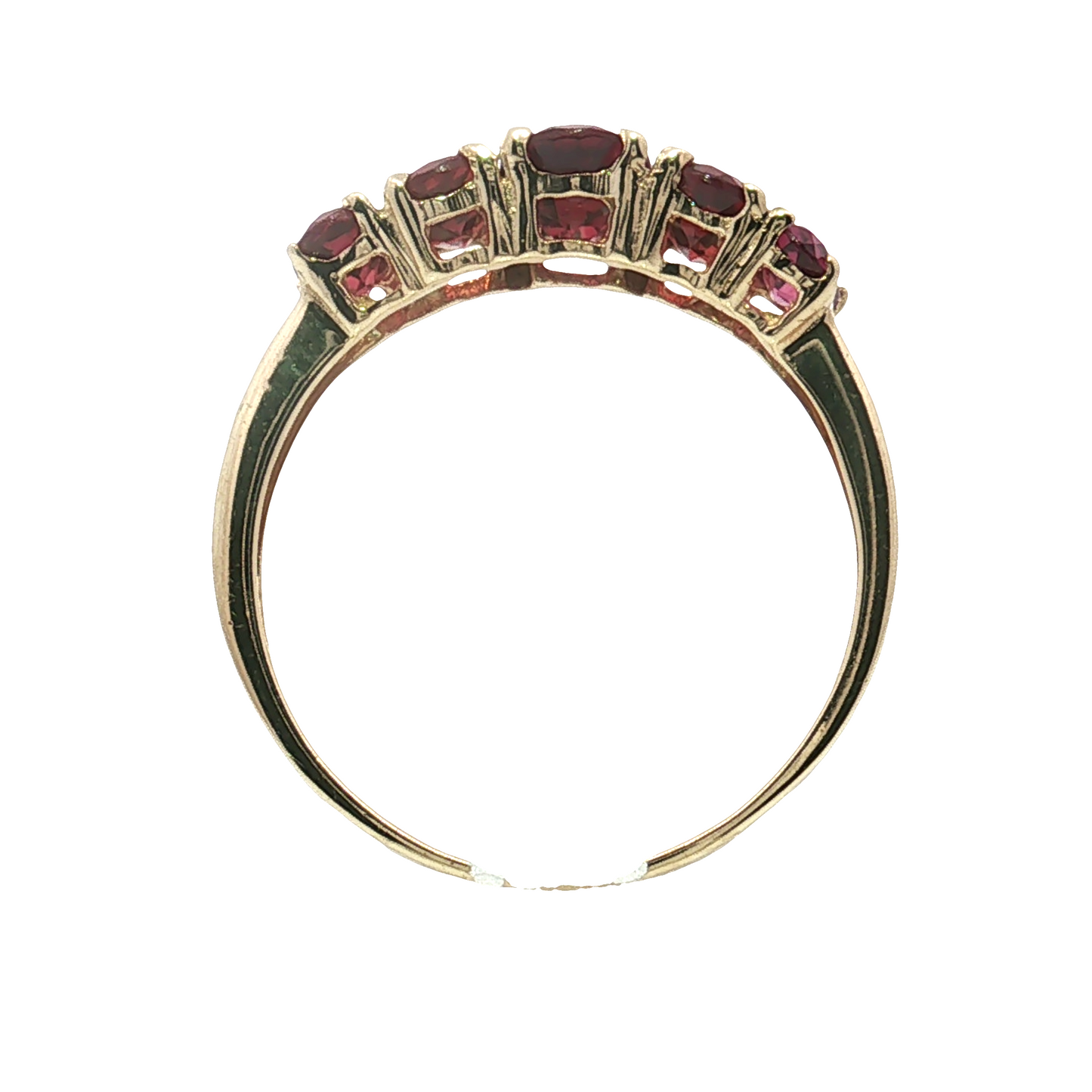 Estate 14K Yellow Gold 5 Stone Garnet Ring