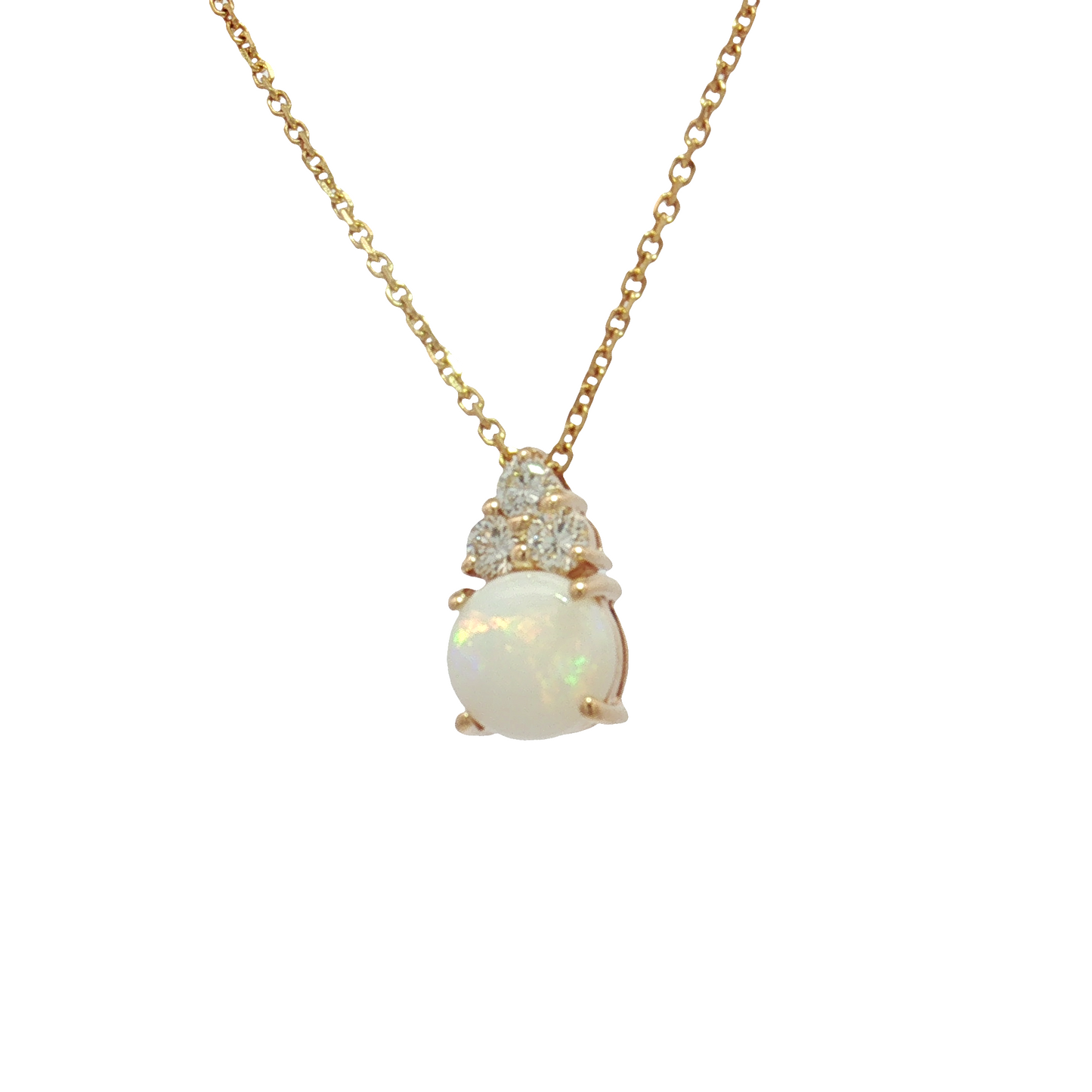 14K Yellow Gold Opal and Diamond Necklace