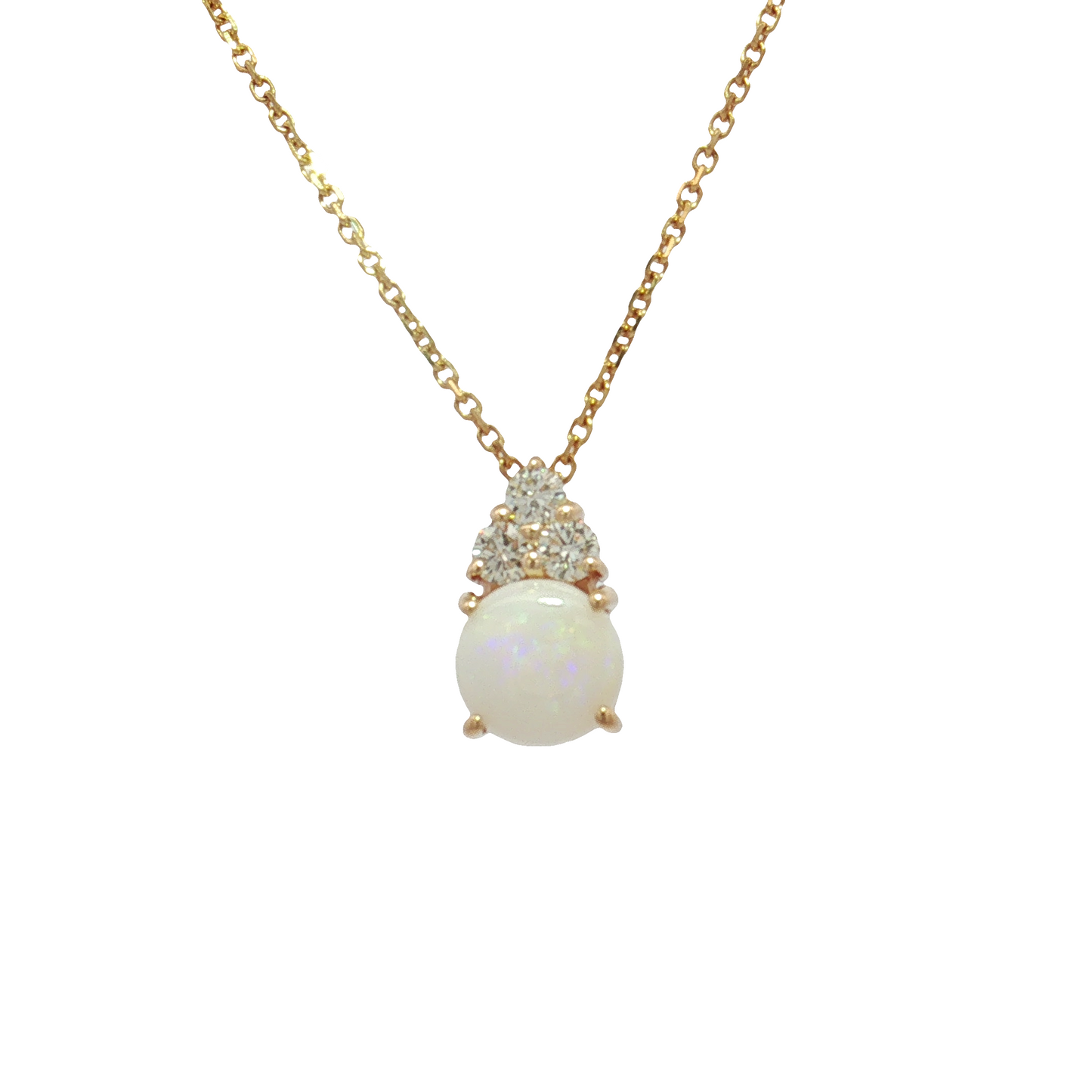 14K Yellow Gold Opal and Diamond Necklace