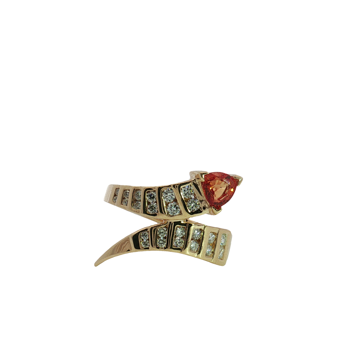 14K Yellow Gold Spessartite Garnet and Diamond Ring