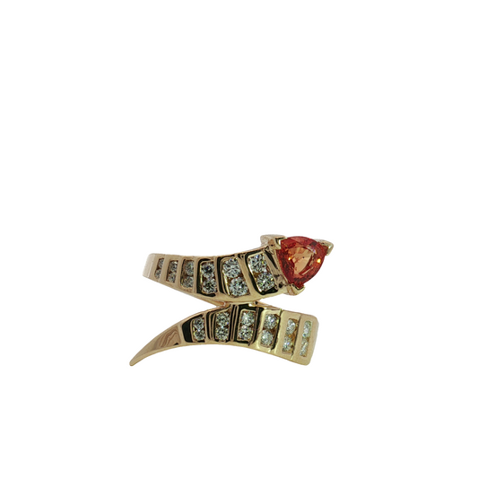 14K Yellow Gold Spessartite Garnet and Diamond Ring