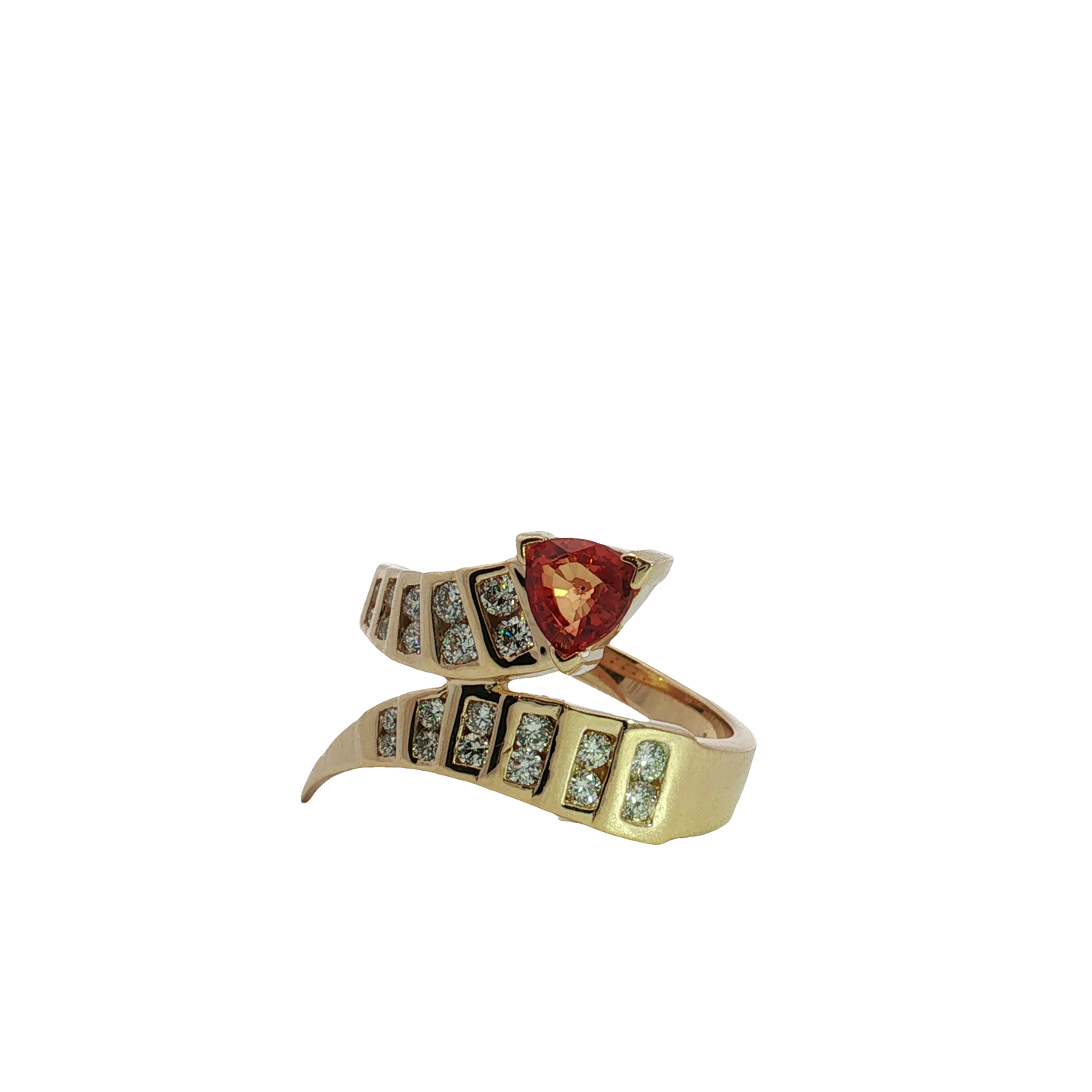 14K Yellow Gold Spessartite Garnet and Diamond Ring