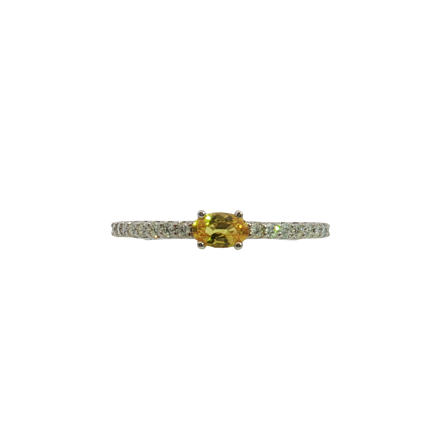 14K White Gold Yellow Sapphire and Diamond Ring