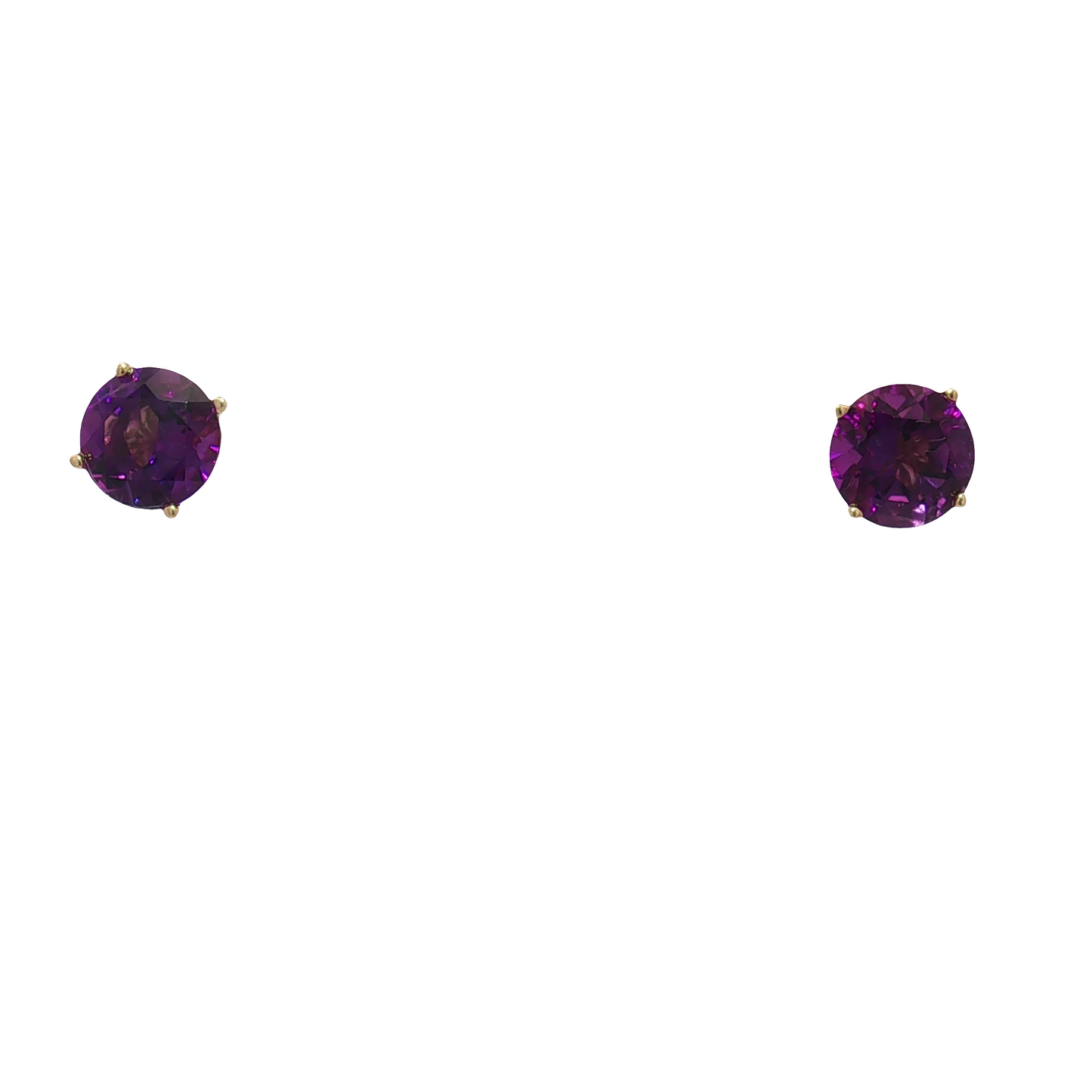 14K Yellow Gold Amethyst Stud Earrings