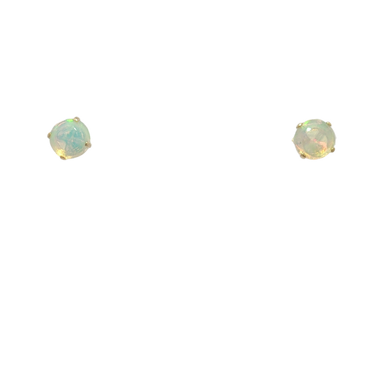 14K Yellow Gold Opal Stud Earrings