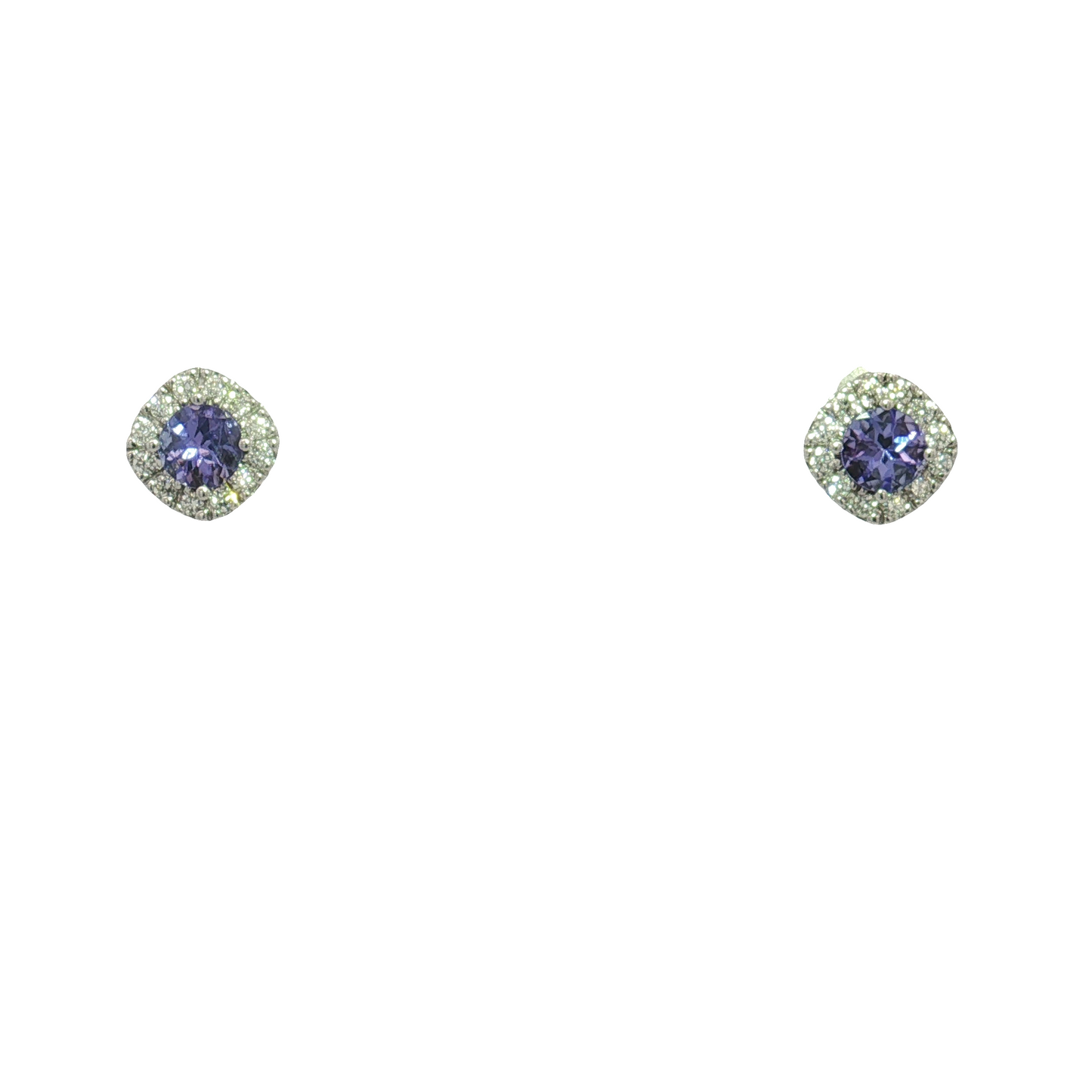 14K White Gold Tanzanite and Diamond Stud Earrings