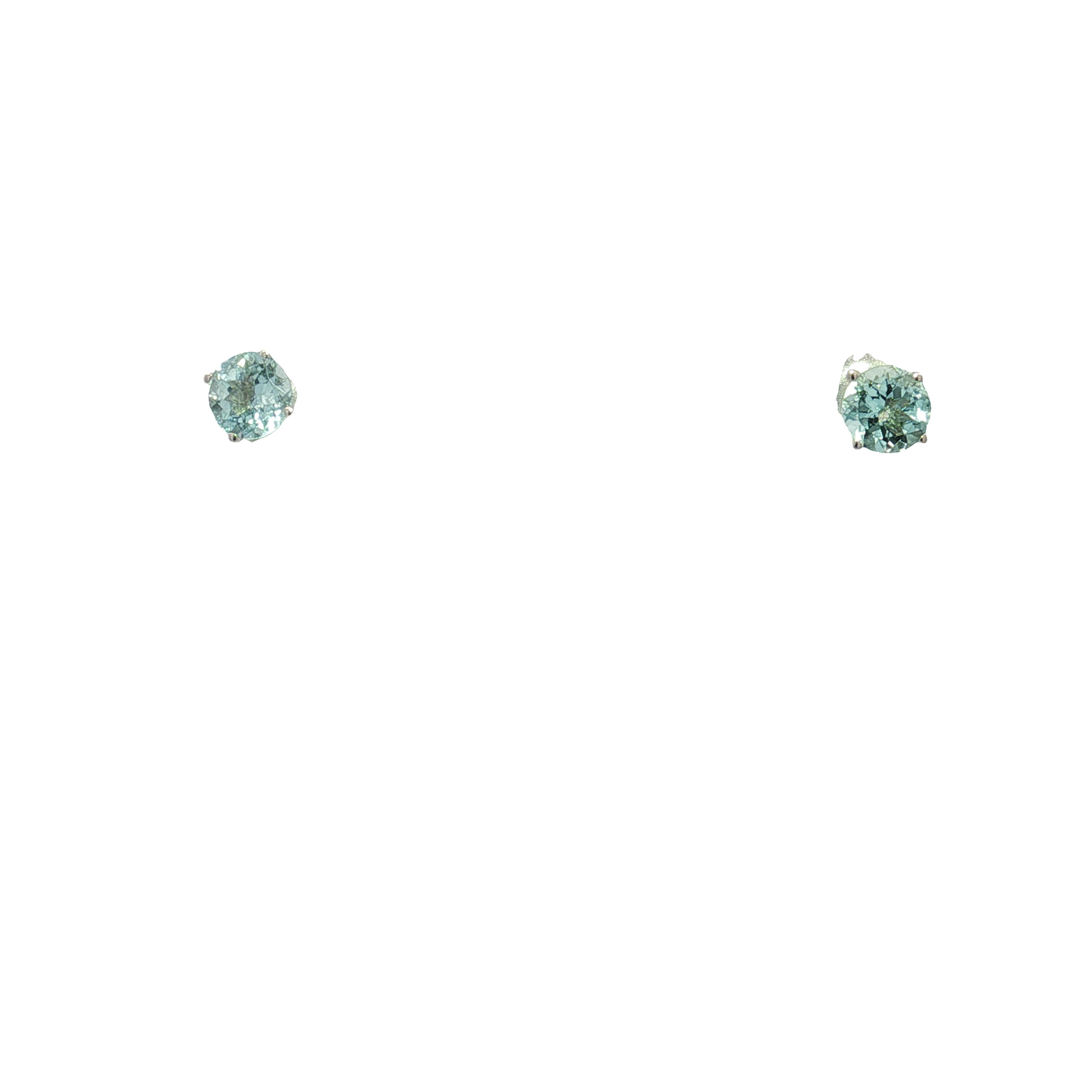14K White Gold Aquamarine Stud Earrings