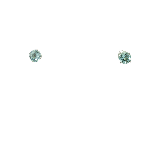 14K White Gold Aquamarine Stud Earrings