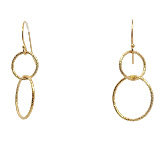 14K Gold Filled Sparkle Interlocking Circle Dangle Earrings