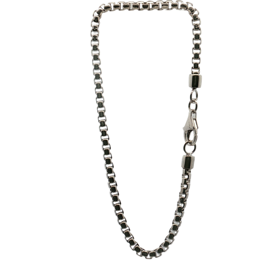 Kelly Waters-Rhodium Finished Sterling Silver 3mm Rounded Box Bracelet