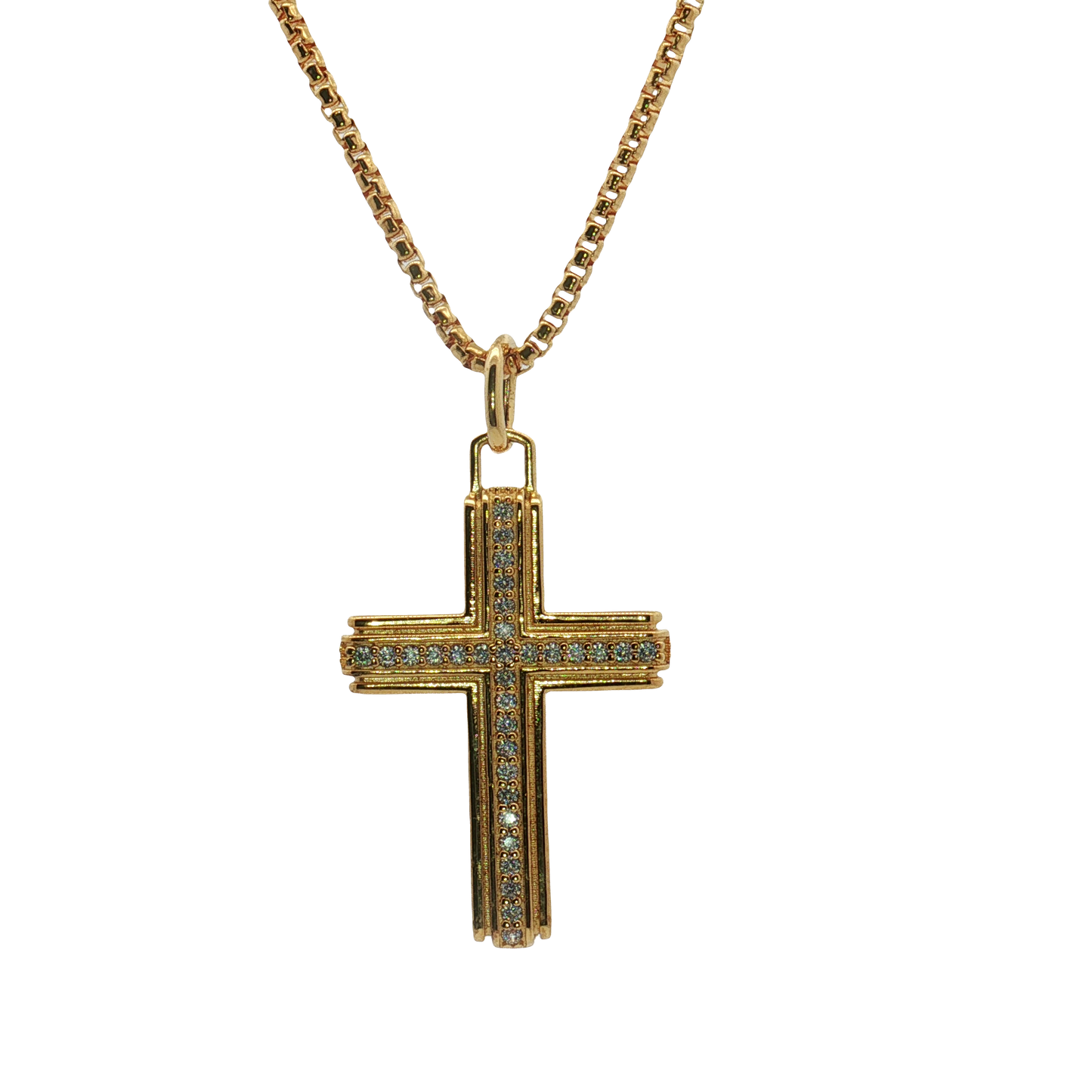 Kelly Waters-Gold Vermeil Sterling Silver and simulated diamond cross