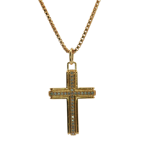 Kelly Waters-Gold Vermeil Sterling Silver and simulated diamond cross