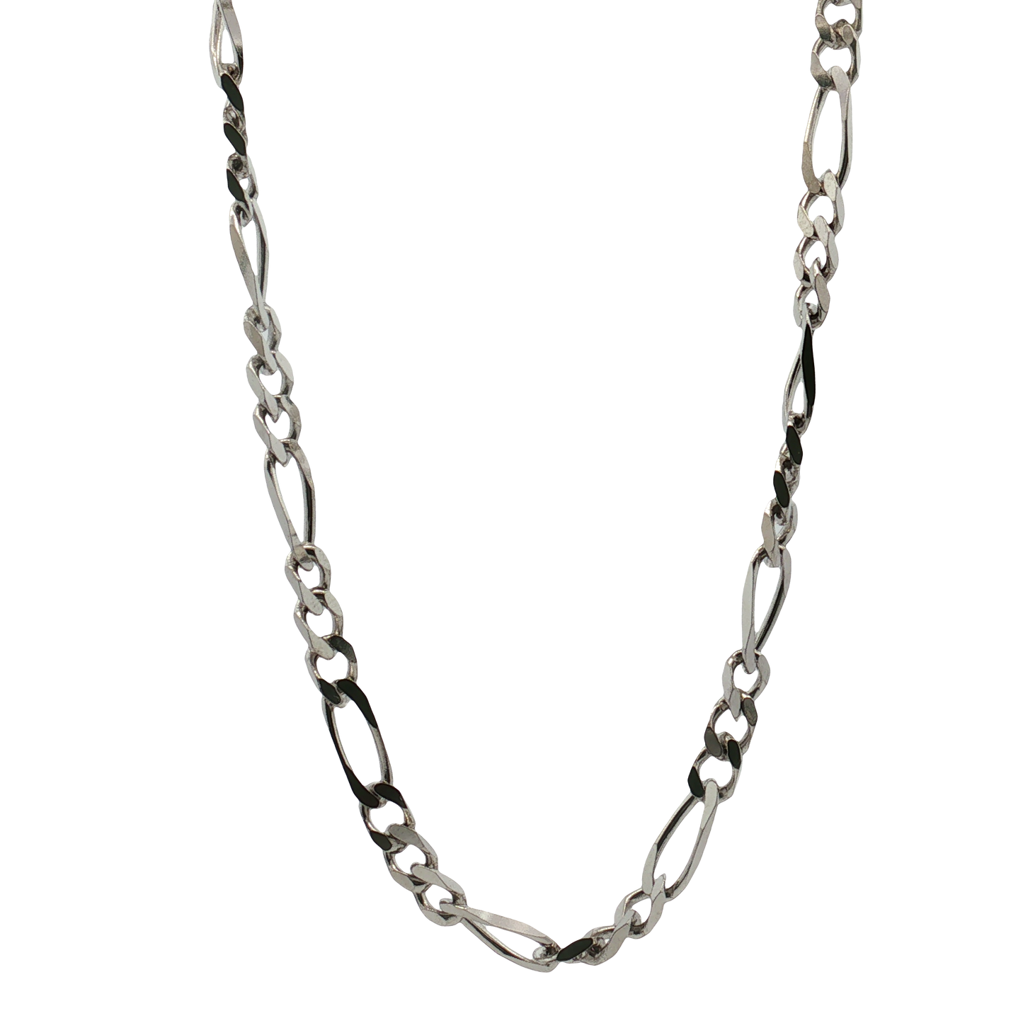 Kelly Waters-Rhodium Finish Sterling Silver 5mm Figaro Chain