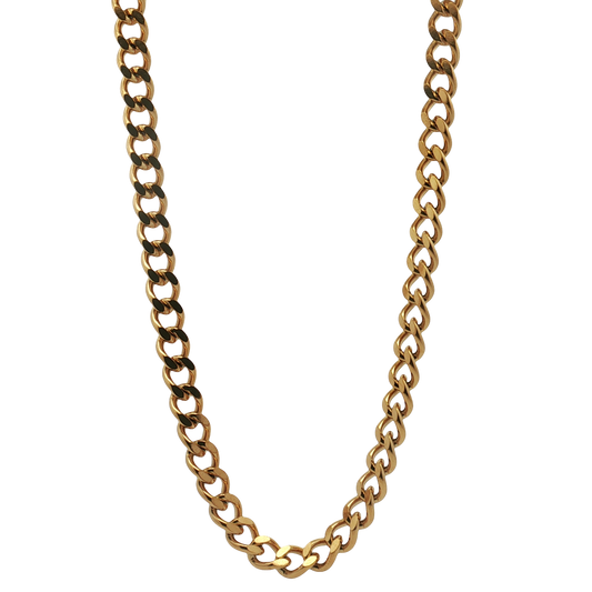Kelly Waters-Stainless Steel Gold IP Plated 7.5mm Curb Chain 24"