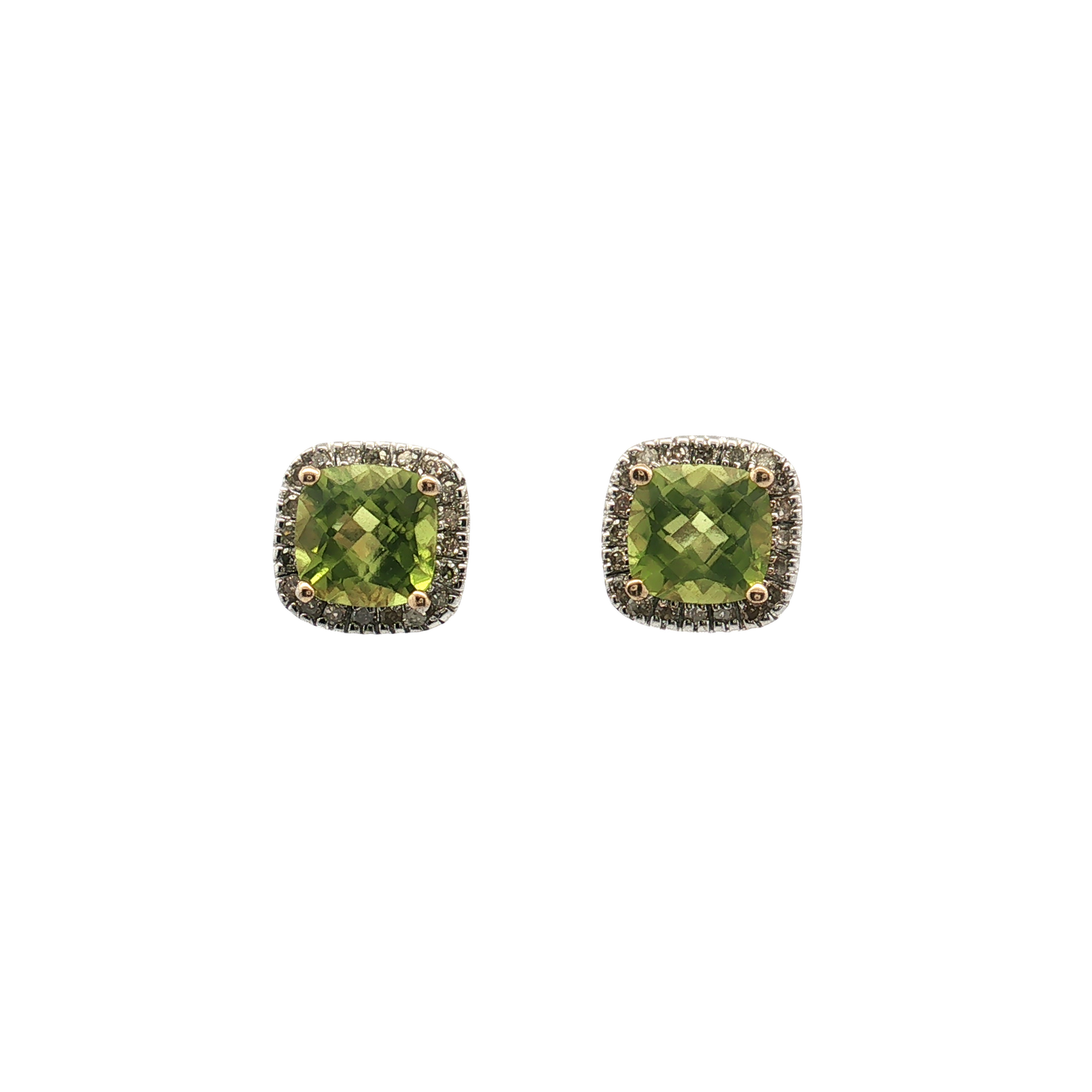 Estate - Yellow Gold Peridot and Diamond Stud Earrings